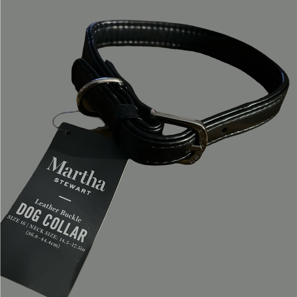 Black Martha Stewart Faux Leather Dog Collar